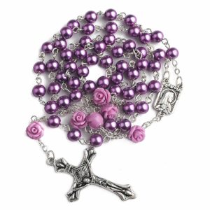 corona del rosario con perle viola